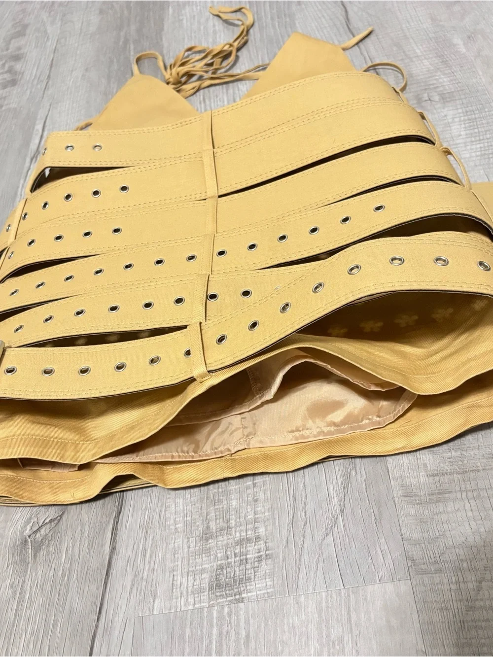 Mustard color/ Women's Triangle Bikini Top and Wide Waist Belt Set